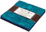 Lunn Studios PRISMA DYES OPEN WATERS BATIKS Precut 5-inch Charm Pack Cotton Fabric Quilting Squares Assortment Robert Kaufman CHS-267-42