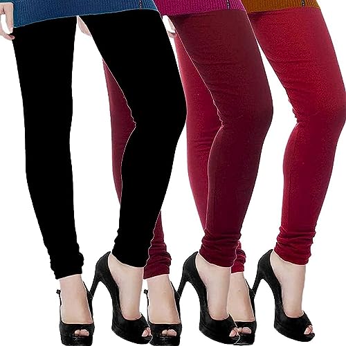Image of Women Leggings Multi Color Combo Pack 3 | REGULER Cotton Leggings