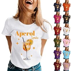 Aperol Kostüm Damen Tshirt Baumwolle Aperol Spritz Shirt Aperollin Freundin Spritztour T-Shirt Kurzarm Rundhals Sommershirt Lustiges Cocktail Party-Events Tshirt Casual Faschingskostüm