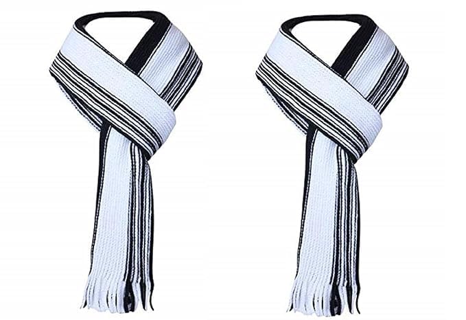 Sizzers Winter Season Woolen Muffler - Black and White Striped for Men, Women, Boys & Girls - Combo Pack of 2 Pcs-picture-43