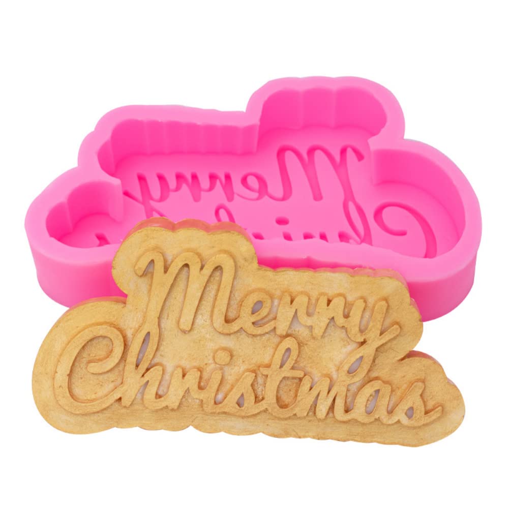 DUBENS Merry Christmas Merry Christmas Birthday Silicone Mould Candle Aromatherapy Soap Making Chocolate Candy Cake Decorating Tool