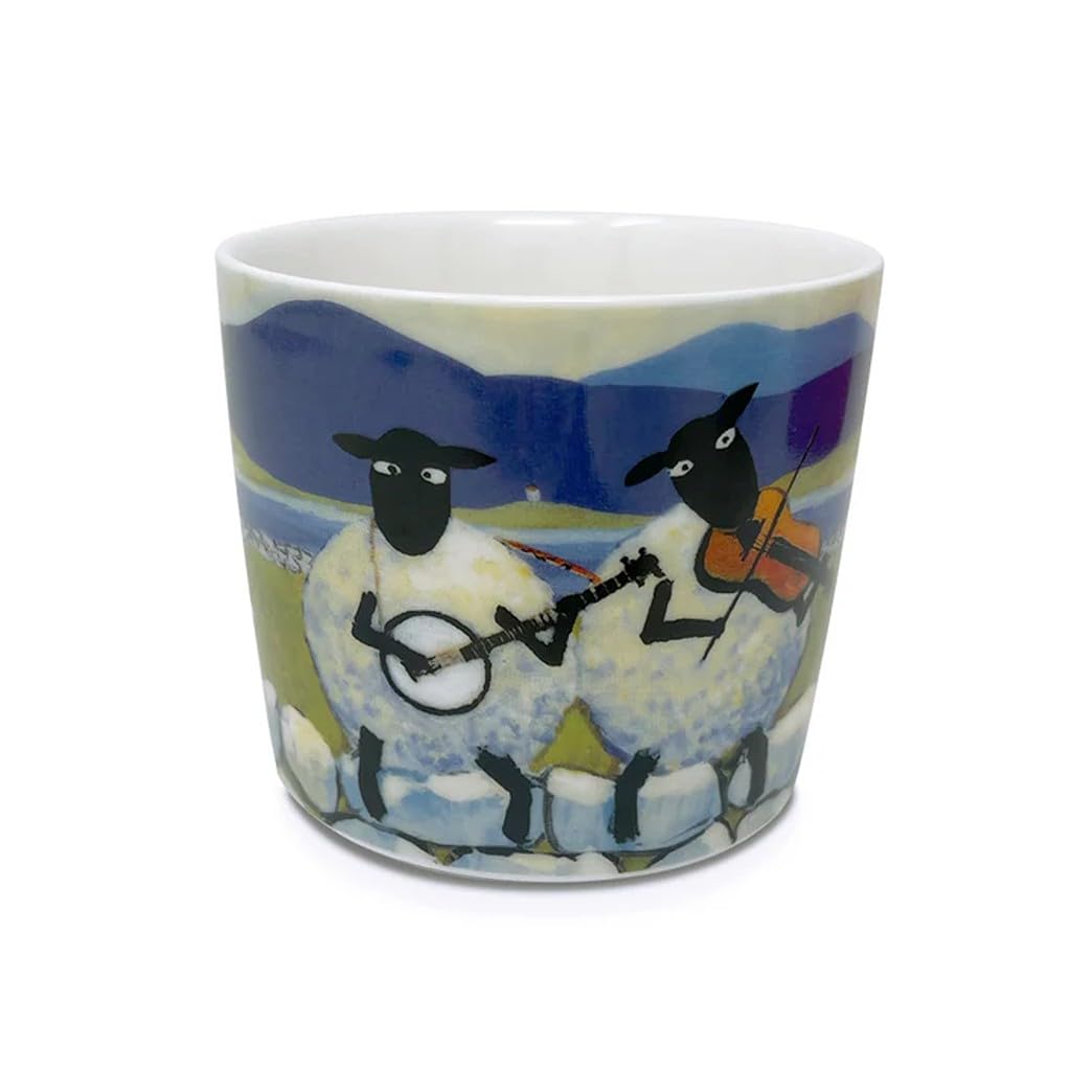 Thomas Joseph Tazza in ceramica Bone China Sheep Design 11 Fl Oz simbolo irlandese regalo di inaugurazione della casa (Ble-ewe-grass)