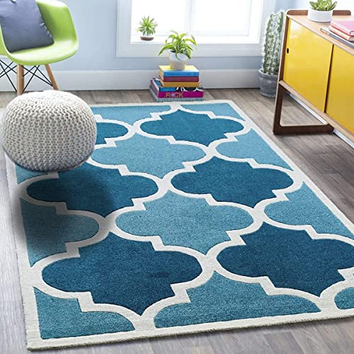 Image of Carpet Mahal Export Quality Tuffted Pure Woollen Carpet for Living Room Bedroom Size 4 x 6 feet (120X180 Cm) Color-Multi