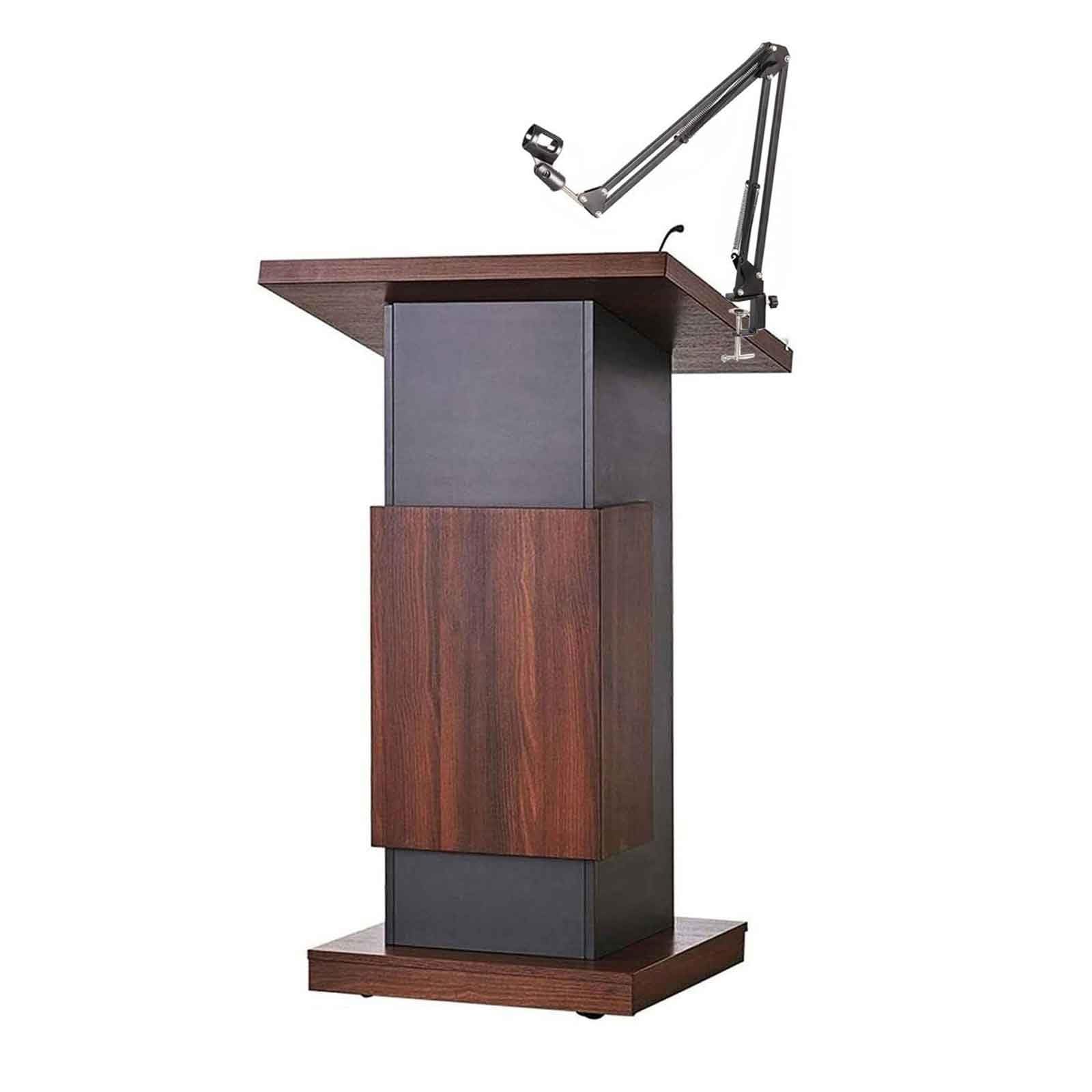 Buy Portable Podium Stand Mobile Lectern with Locking Wheels and Adjustable Microphone Stand