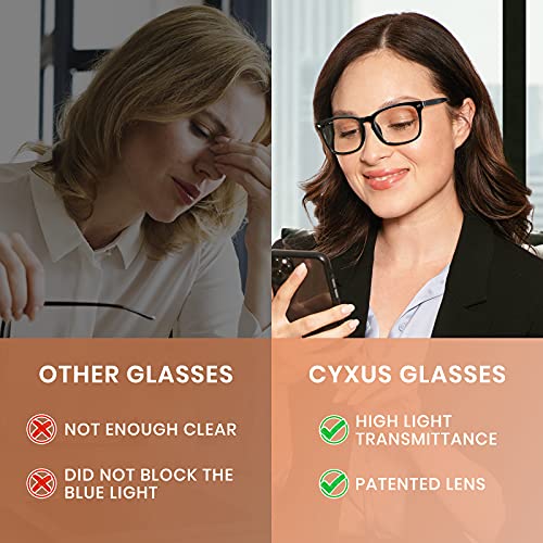 Cyxus Óculos de Luz azul Óculos Quadrados para Computador Óculos Anti-fadiga Ocular Lente Transparen