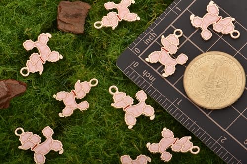 Image of VIDRIO Pack of 80 Poodle Dogs Enamel Charms Gold Plated Colored Pendants Accessories for Necklace Bracelet Jewelry Making DIY Crafting