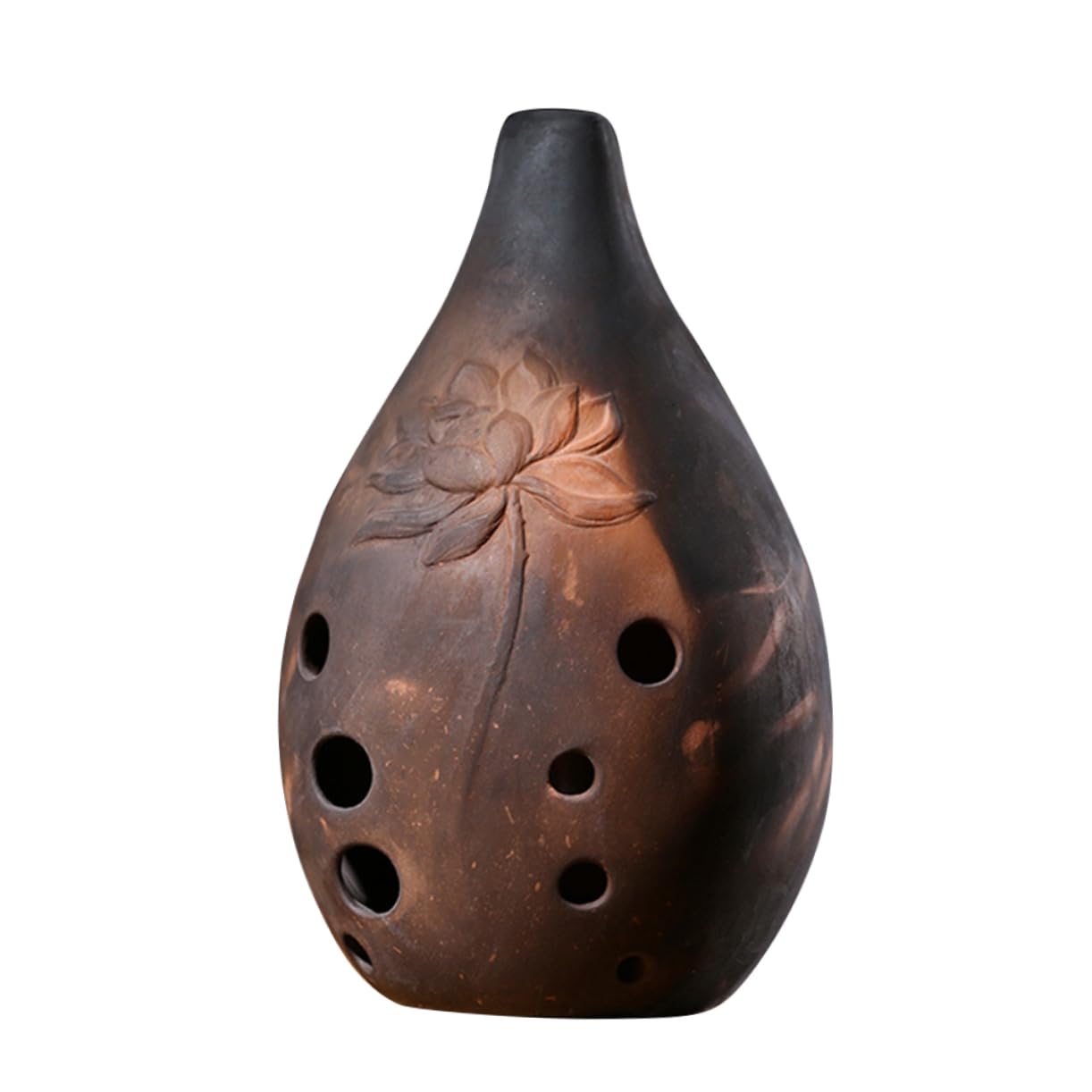 Kisangel Ancient Chinese Xun Flute 10 Holes Ceramic Ocarina Xun Wind Instrument Rich Sound for Performers Random Style