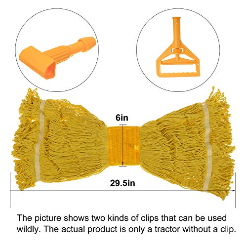 Image of Mop Head Replacement,Commercial Mop Heads,Cotton Washable Industrial Mop Head,6 Inch Heavy Duty Mop Heads,Wet Industrial Cleaning Mop Head for Home,Industrial and Commercial Use Clean（Yellow）