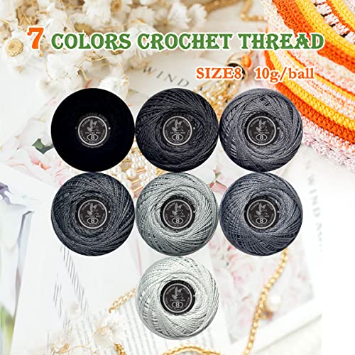 Image of Soft 7 Colors Classic Crochet Thread 7 Pack,100% Cotton (Tin Color-414-5200)