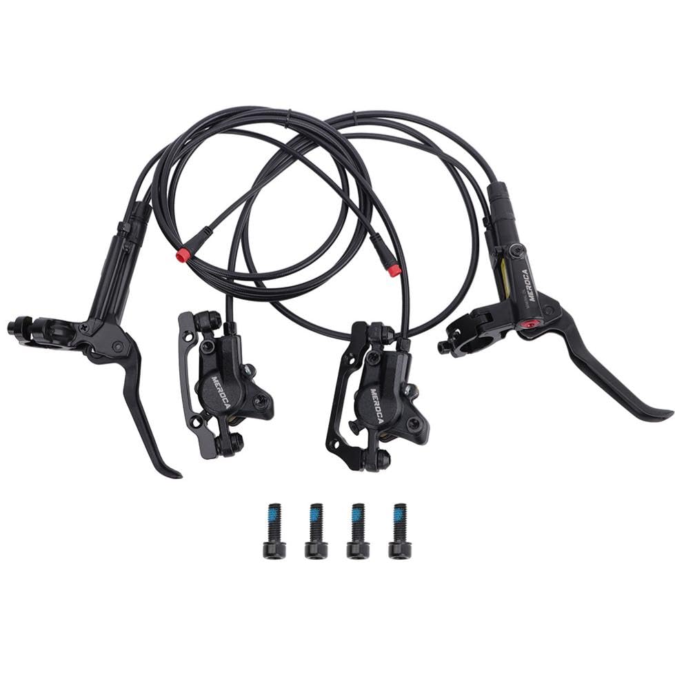Aptliton Hydraulic Brake Set with 1 Pair Aluminum Alloy Oil Brake, Double-Piston Disc Brake with Power Cut-Off, Front & Rear E-Bike Brake Kit for Electric Bicycles