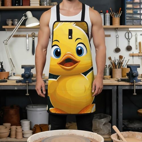 Delantal de trabajo con diseño de pato, ajustable y con bolsillos miniatura 4