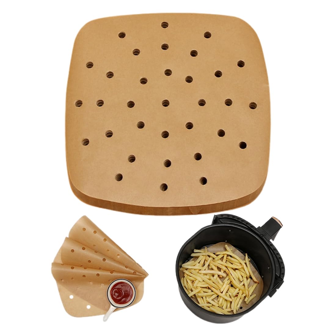 100 Pcs Air Fryer Parchment Paper Liner, Parchment Paper Liner, Square Air Fryer Paper 23cm