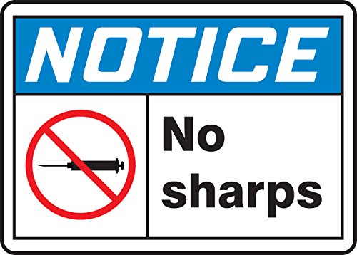 Panneau rigide Notice NO Sharps en aluminium résistant avec graphique de sécurité
