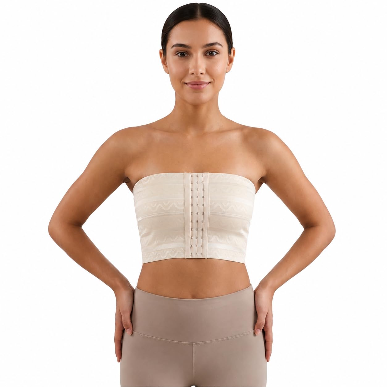 Women Elastic Breast and Chest Compression Wrap Belt with Front Hook Vest Breast Binder Corsets Bustiers Shapewear Cream-image-28