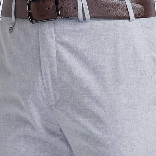 Image of Park Avenue Men's Poly Viscose Blend Plain Pattern Super Slim Fit Flat Front Formal Trouser