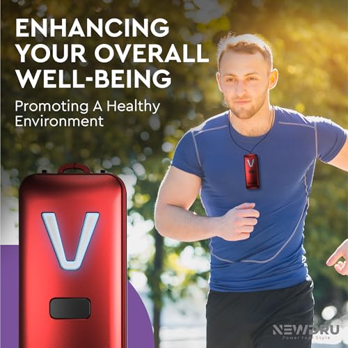 Image of NEWDRU Wearable Air Purifier, Portable Mini Rechargeable Personal Purifier with 15-Hour Battery | Negative Ion Technology for Clean Air | Lightweight, Stylish & Travel-Friendly - PureVibe Pro (Red)