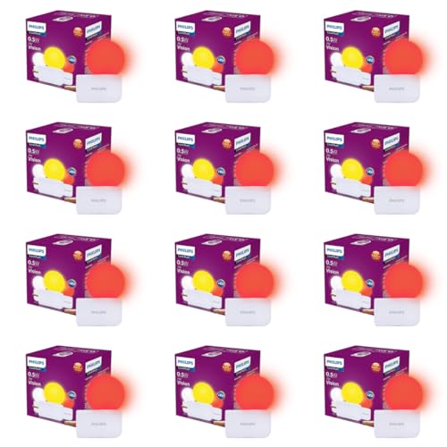 Image of Philips 0.5W LED Bulb Red | Joy Vision Plug-and-Play LED Night Lamp | Night Light for Bedrooms & Corridors | 2-Pin Socket | Energy Saving, Long Life | Pack of 12