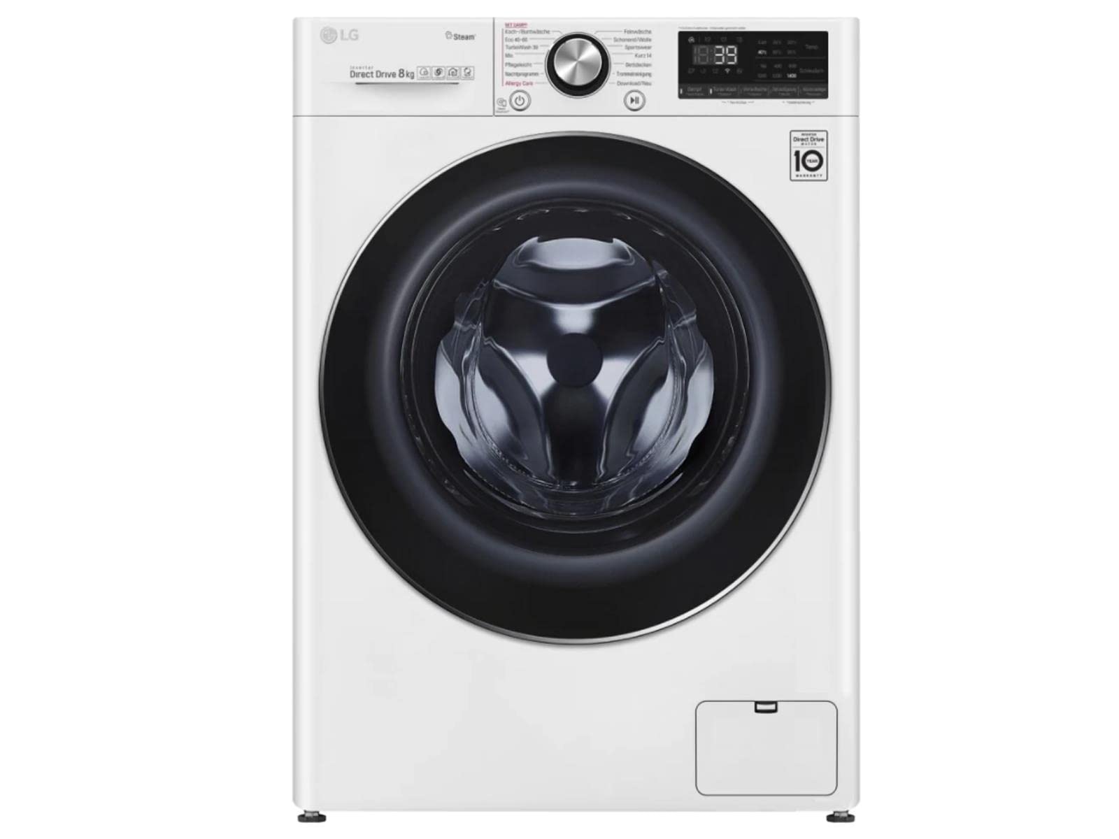 LG Electronics F4WV908P2E Waschmaschine mit AI DD | 8 kg | 1400 U/Min. | Steam | TurboWash 360° | ThinQ | Weiß