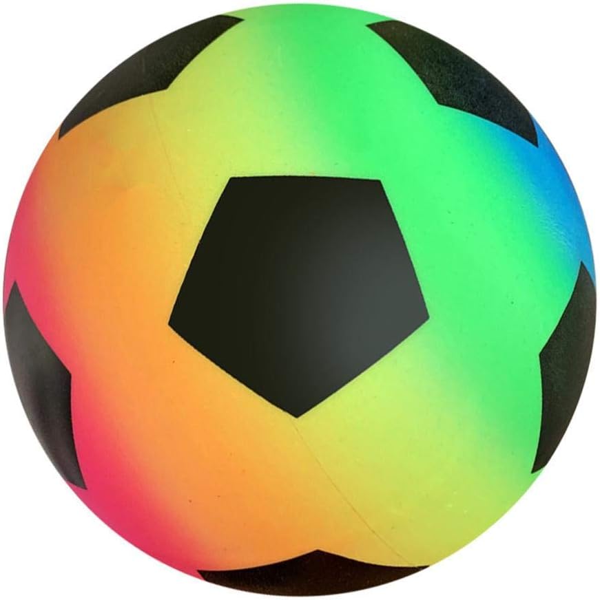 9 Inch Rainbow Soccer PVC Playground Ball Rubber Kickballs , Bouncy