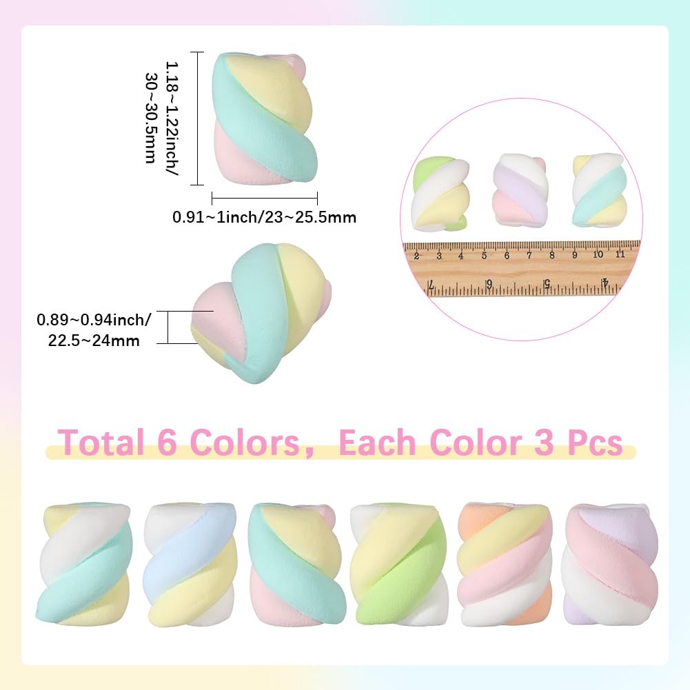 SUNNYCLUE 18 pz. Ciondoli di Caramelle In Resina Figure di Dessert Modello di Marshmallow Artificiale Mini Statuine di Marshmallow Dolci Cibo Finto per Casa Ufficio Scrivania Bomboniere per Feste Acce