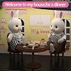 Dollhouse Kit Playset Little Critters Bunny Dolls for Girls with Swimming Pool and Slideside Family Toys for Toddler 5 Year+ Old Girl