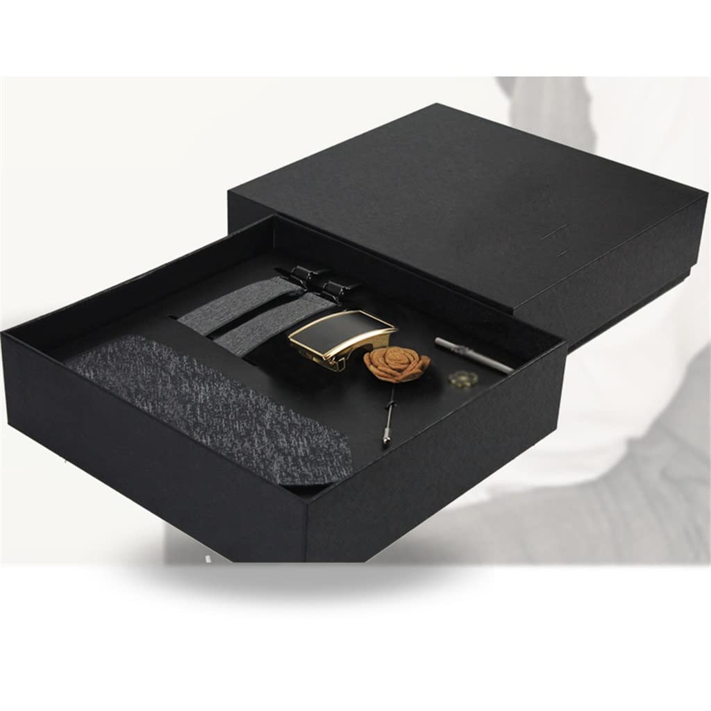 Herren-krawattenriemen, gürtel, brosche, krawattenklammer, formell, Business, 7-teiliges Set, automatische Schnalle, ledergürtel
