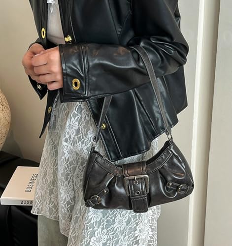 Women's Y2k Purse Top Handle Shoulder Bag Buckle Punk Hobo Clutch Small Purses Trendy4