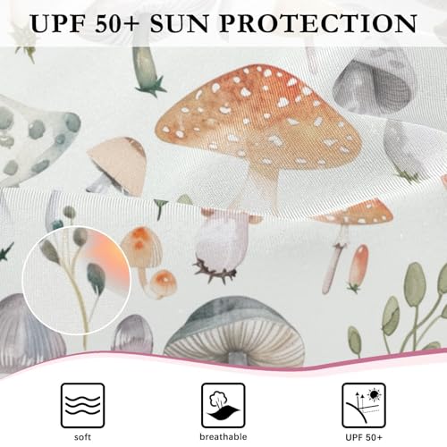 CaTaKu Girls One Piece Swimsuit Cute Watercolor Mushrooms Toddler Bathing Suit Long Sleeve UPF 50+ Rash Guard Swimwear 3-12Y4