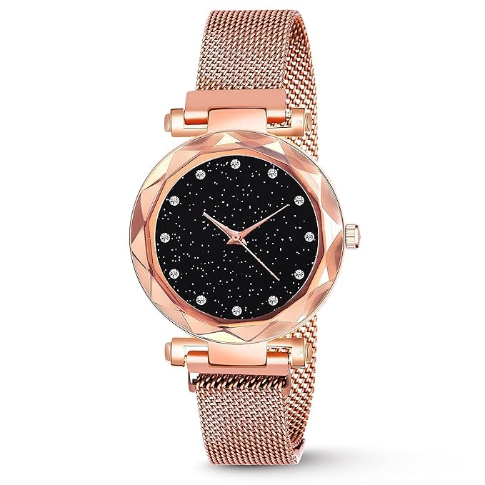 Captify Analogue Womens Rose-Gold Magnet Watch with Rose-Gold Bracelet for Girls (B09DD5RBVK) Amazon Price History, Amazon Price Tracker