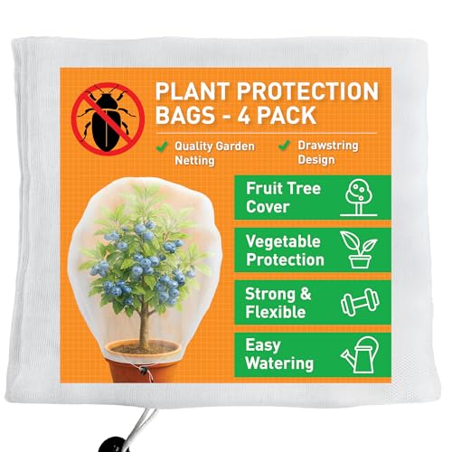Filet pour Arbre Fruitier 75x100CM en Paquet de 4 | Sacs de Protection pour Arbres Fruitiers et Légumes de Différentes Tailles | Blanc Protecteur en Tissu...