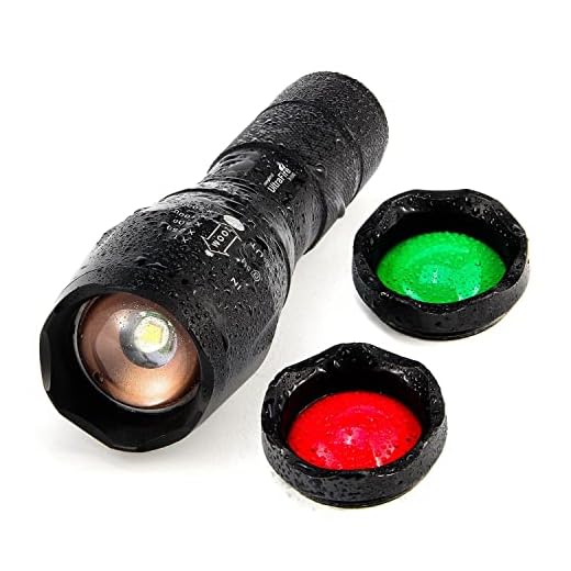 ULTRAFIRE Tactical LED Flashlight Hunting Flashlight A100 Focusable 3 Colors Exchange Glass Lens (Generate RED or Green Light )