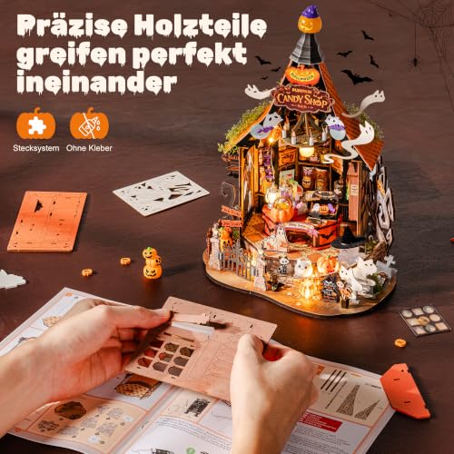 Rolife DIY Miniatur Puppenhaus Haunted Candy House 364 Teile Holz Bausatz – Bild 3