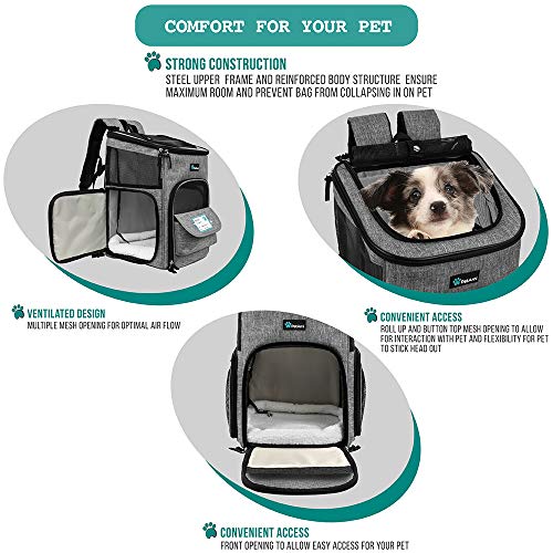 PetAmi Pet Carrier Backpack for Small Cats, Dogs, Puppies | Airline Approved | Ventilated, 4 Way Entry, Safety and Soft… - Image 5