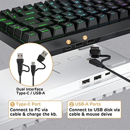 Image of RK ROYAL KLUDGE RK84 Wired RGB 75% Hot Swappable Mechanical Keyboard, 84 Keys Tenkeyless TKL Gaming Keyboard w /Programmable Software and High-Capacity Battery, RK Brown Switch