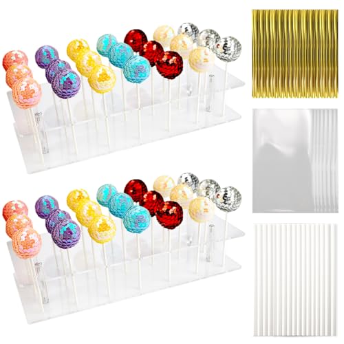DOERDO DD Cake Pop Stand, 48 Holes Acrylic Tray with 300 PCS Cake...