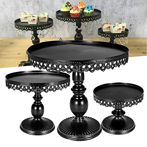 WOOPOWER Cake Stand, Round Cupcake Stands Metal Dessert Display with Pendants and Beads, Cake Stands Tray Wrought Iron Plates Party Birthday Dessert Display Wedding Decor - 7.8x6.8inch - Thumbnail 4