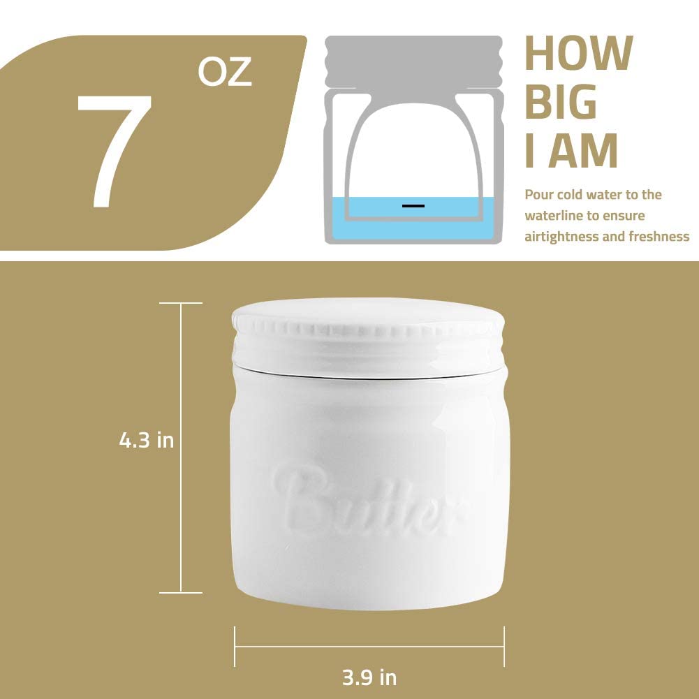 Sweejar Butterdose Aus Keramik – Französisches Design Mit Wasserrinne, Hält Butter Weich & Streichfähig