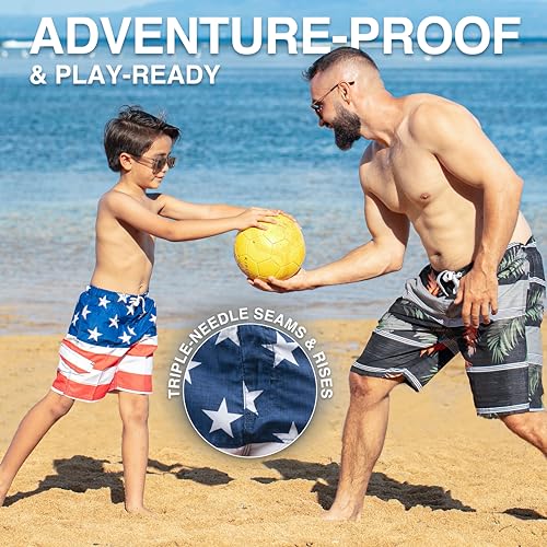 Image of Kanu Surf Boys' Victor Stripe Quick Dry Beach Board Shorts Swim Trunk