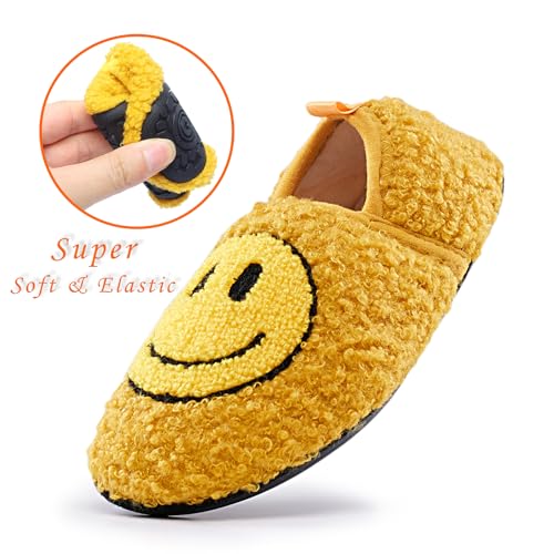 Smile Face Slippers Kids Fuzzy Indoor House Slippers Toddler Home Cozy Socks Cute Face Non-Slip Rubber Sole Warm Shoes Cartoon Soft For Boys Girls3