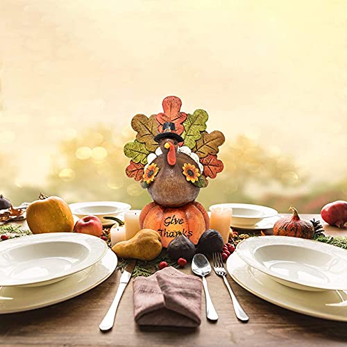 Ochine Turkey Thanksgiving Table Decor Fall Figurine Tabletop Resin Pumpkin Decorations Party Autumn Centerpiece For Home Kitchen Office Harvest Day Decoration 1 Pack thumb #3