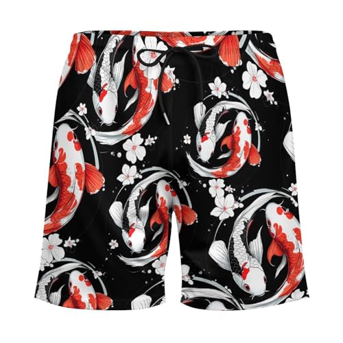 Yin-Yang Japanese Fish Mens Swim Trunks with Quick-Drying Lining Beach Shorts for Outdoor Sports3