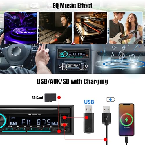 Estéreo para Auto Bluetooth Single Din Radio Audio 7 Color LED miniatura 4