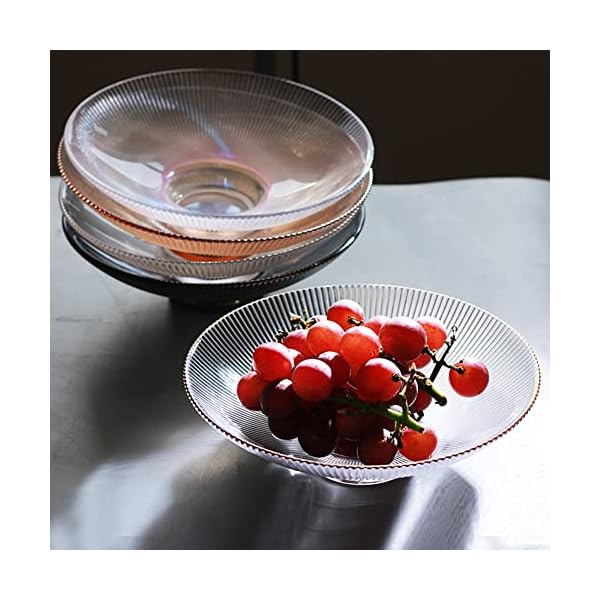 Glass footed bowl round pedestal bowl clear fruit bowl decorative serving dish dessert display stand snacks nuts plate for kitchen counter centerpiece table decor grey 102inch  urban country home decor