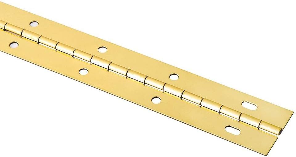 Brass Plated Slotted Piano Hinge - 1-1/2" Wide x 72" Long