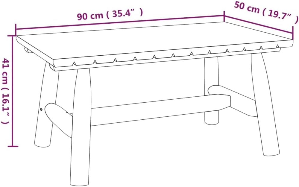Rustic Solid Spruce Wood Coffee Table, Rectangular Indoor Outdoor Patio Tea Table, Durable Brown Garden Low Table for Living Room, Balcony, Terrace