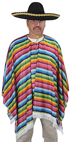 Beistle Cinco De Mayo Mexican Fiesta Serape Poncho Costume Accessory, One Size, Multicolored, Fits #TOP1