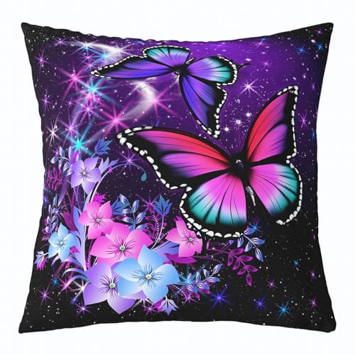 Manfei Dreamy Butterfly Pillow Cover,Glitter Galaxy Dreamy