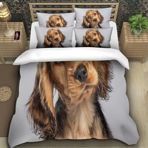 Housse de couette Cocker Spaniel 3D en microfibre 135x200cm pour lit simple - 5