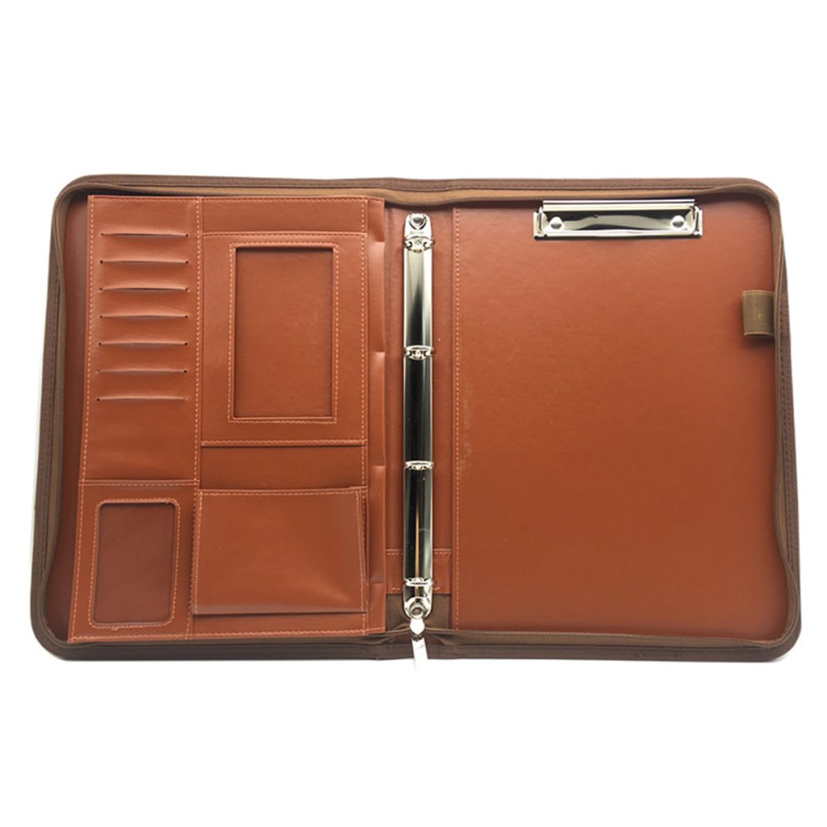 YARNOW Cartella Portadocumenti Multifunzionale con Chiusura a Cerniera in Pelle Pu Calcolatrice Integrata e Tasche Accessorie, per Ufficio Business Elegante