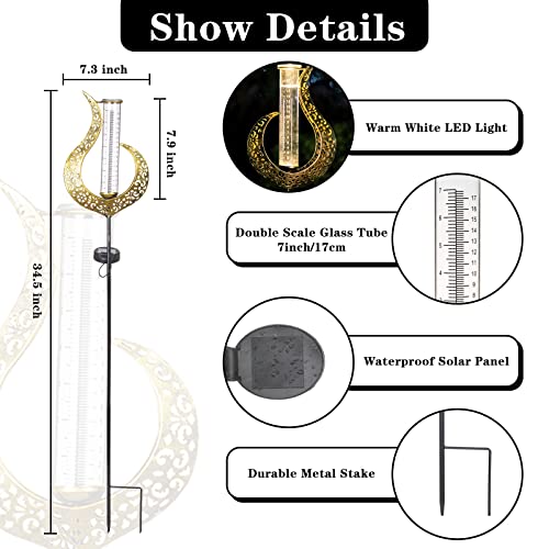 Venniy Rain Gauge Outdoor Decorative, Solar Garden Rain Gauge, 7" Capacity Glass Tube Metal Flame Shape For Garden Yard Lawn #TOP2